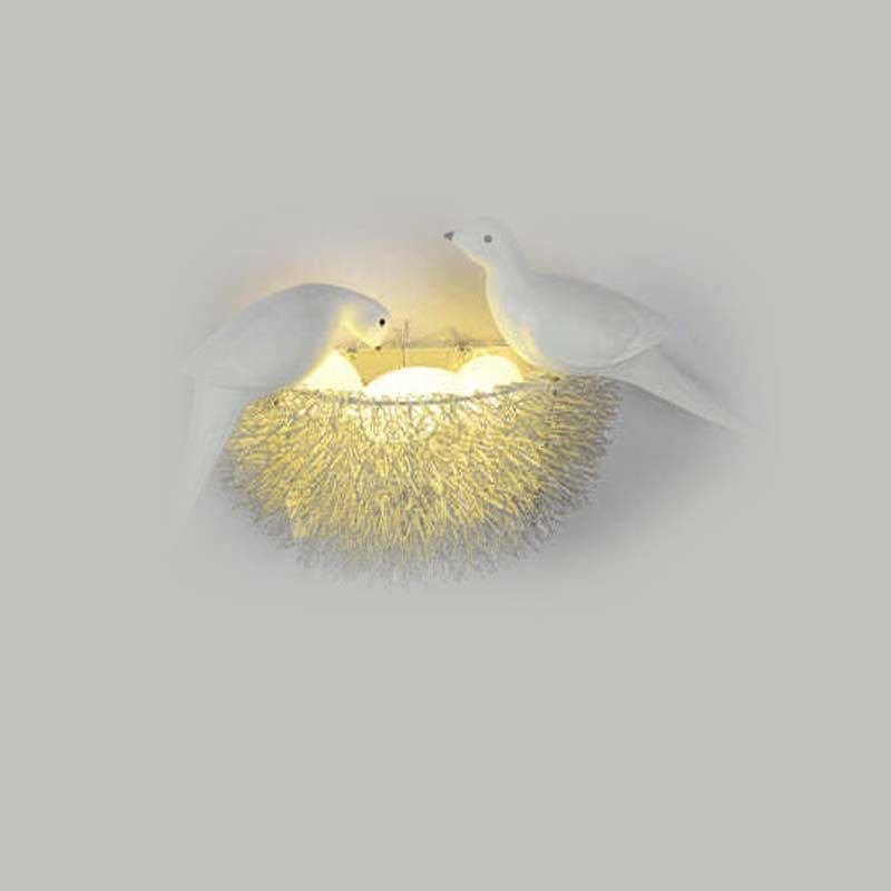 Contemporary Creative Aluminum Bird's Nest 3/5-Light Wall Sconce Lamp For Living Room
