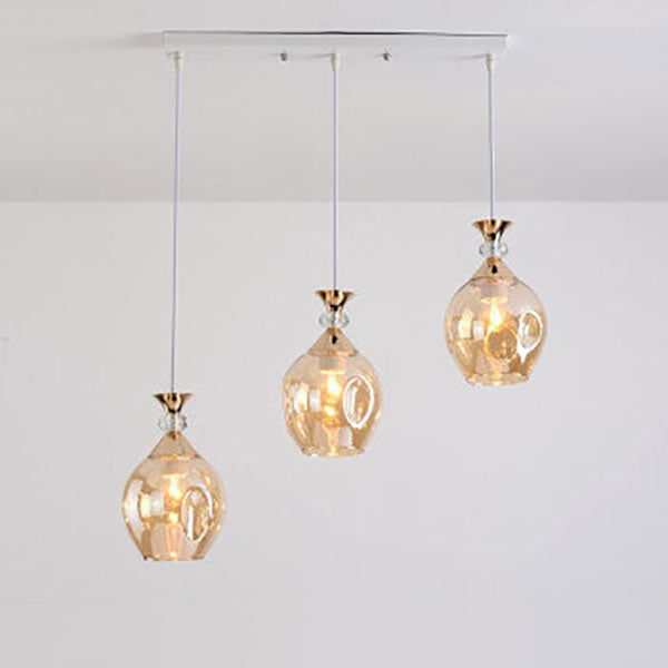 Contemporary Nordic Gradient Glass Hardware Orb 1/3 Light Island Light Chandelier for Living Room