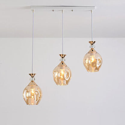 Contemporary Nordic Gradient Glass Hardware Orb 1/3 Light Island Light Chandelier for Living Room