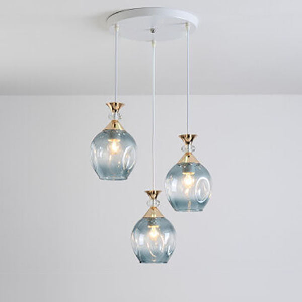 Contemporary Nordic Gradient Glass Hardware Orb 1/3 Light Island Light Chandelier for Living Room