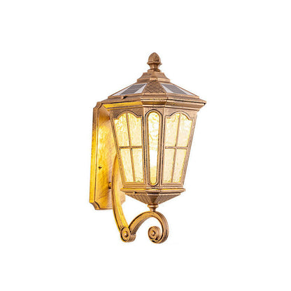 Traditional European Solar Outdoor Lantern Aluminum Glass Waterproof 1-Light Wall Sconce Lamp for Outdoor Patio