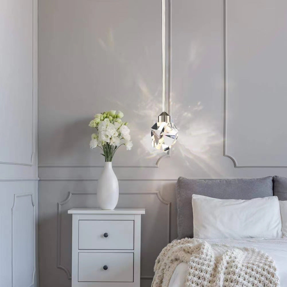 Modern Luxury Sparkling Crystal Stone Iron LED Pendant Light For Living Room