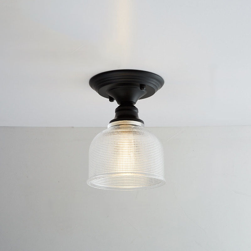 Contemporary Nordic Iron Glass Floral Round Geometry 1-Light Semi-Flush Mount Ceiling Light For Living Room & Bedroom