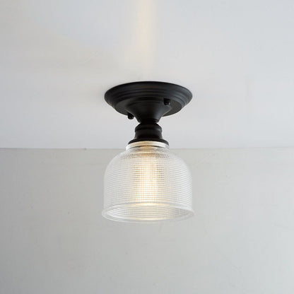 Contemporary Nordic Iron Glass Floral Round Geometry 1-Light Semi-Flush Mount Ceiling Light For Living Room & Bedroom