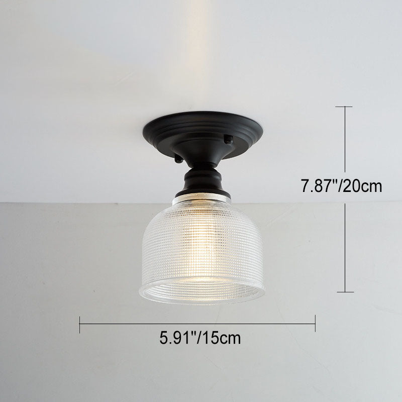 Contemporary Nordic Iron Glass Floral Round Geometry 1-Light Semi-Flush Mount Ceiling Light For Living Room & Bedroom