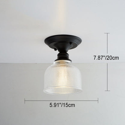 Contemporary Nordic Iron Glass Floral Round Geometry 1-Light Semi-Flush Mount Ceiling Light For Living Room & Bedroom
