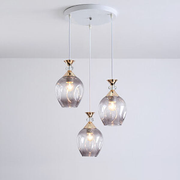Contemporary Nordic Gradient Glass Hardware Orb 1/3 Light Island Light Chandelier for Living Room