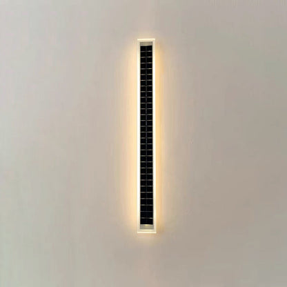 Modern Minimalist Aluminum Acrylic Outdoor Solar Rectangular Strip Waterproof Patio LED Wall Sconce Lamp for Outdoor Patio