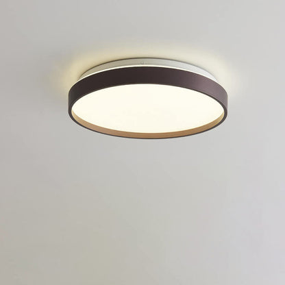 Modern Minimalist Round Solid Color Acrylic Iron LED Flush Mount Ceiling Light For Living Room & Bedroom