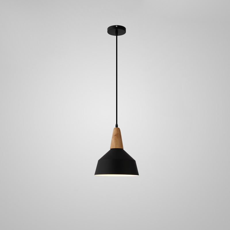 Modern Minimalist Macaron Color Aluminum Solid Wood 1-Light Pendant Light
