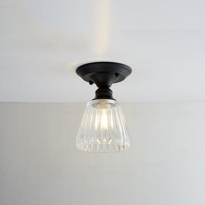 Contemporary Nordic Iron Glass Floral Round Geometry 1-Light Semi-Flush Mount Ceiling Light For Living Room & Bedroom