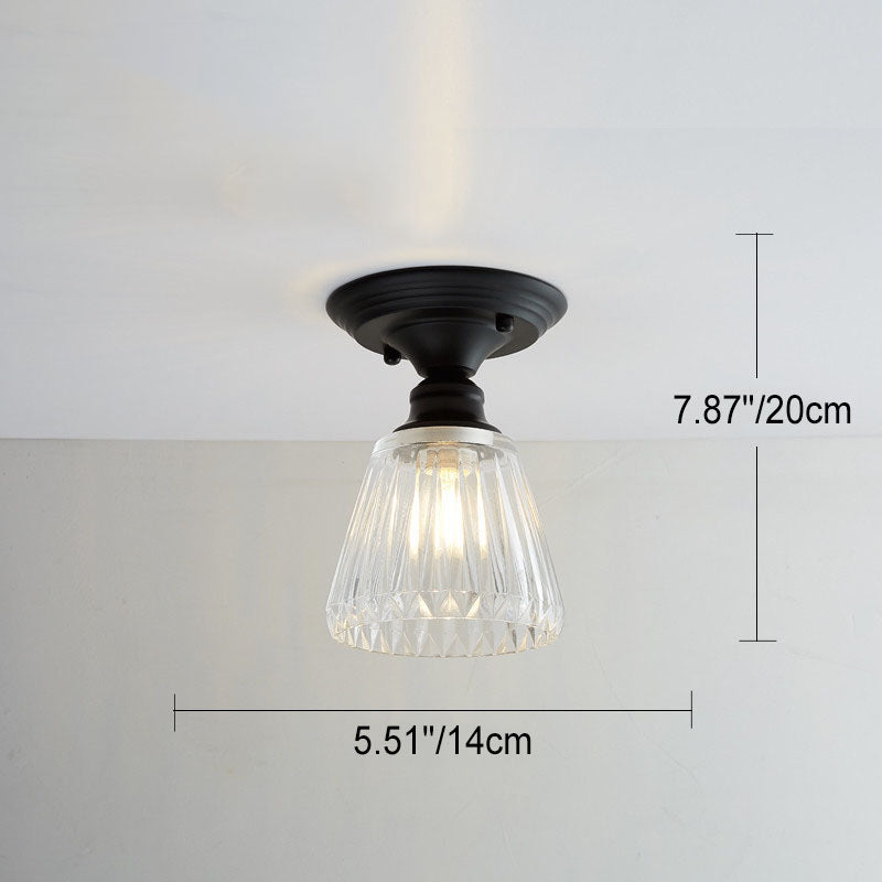 Contemporary Nordic Iron Glass Floral Round Geometry 1-Light Semi-Flush Mount Ceiling Light For Living Room & Bedroom
