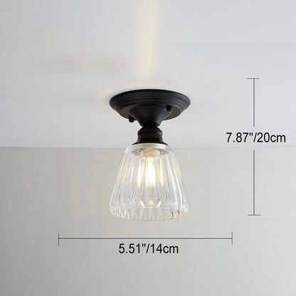Contemporary Nordic Iron Glass Floral Round Geometry 1-Light Semi-Flush Mount Ceiling Light For Living Room & Bedroom
