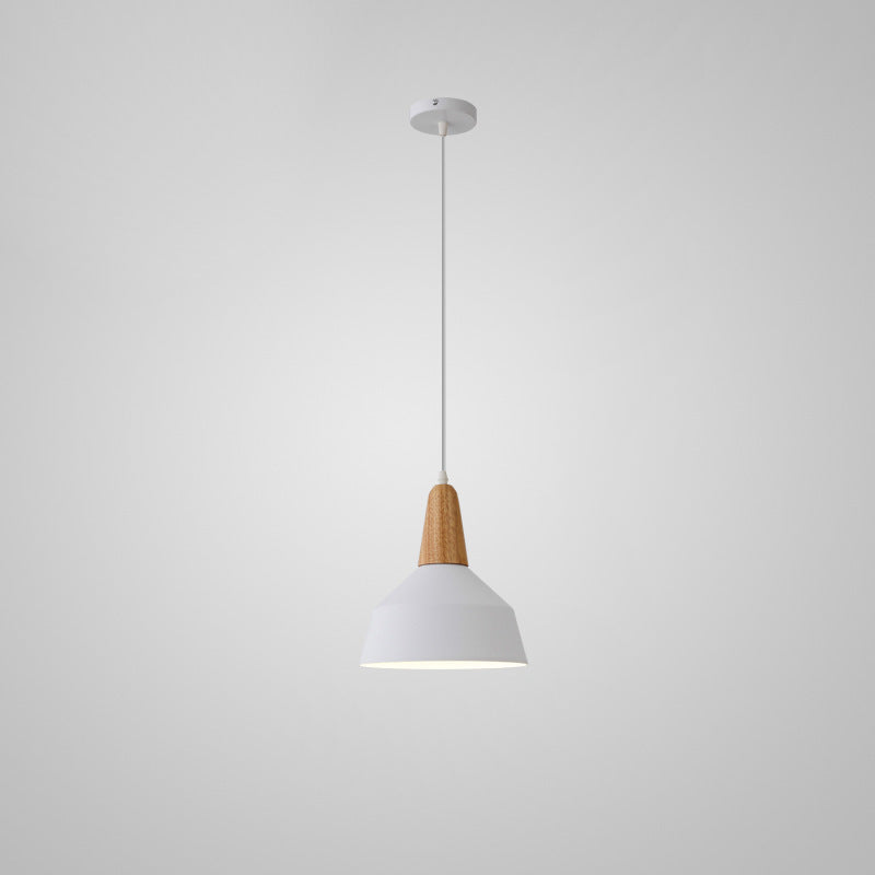 Modern Minimalist Macaron Color Aluminum Solid Wood 1-Light Pendant Light