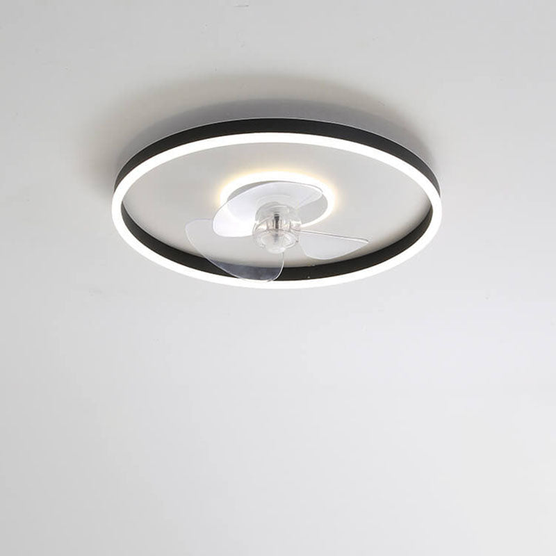 Contemporary Nordic Round Iron Silicone Aluminum Invisible LED Flush Mount Ceiling Fan Light For Living Room & Bedroom