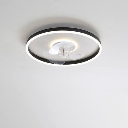 Contemporary Nordic Round Iron Silicone Aluminum Invisible LED Flush Mount Ceiling Fan Light For Living Room & Bedroom