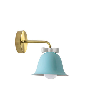 Traditional French Bell Butterfly Round Iron 1-Light Wall Sconce Lamp for Living Room