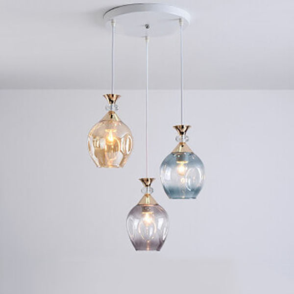 Contemporary Nordic Gradient Glass Hardware Orb 1/3 Light Island Light Chandelier for Living Room