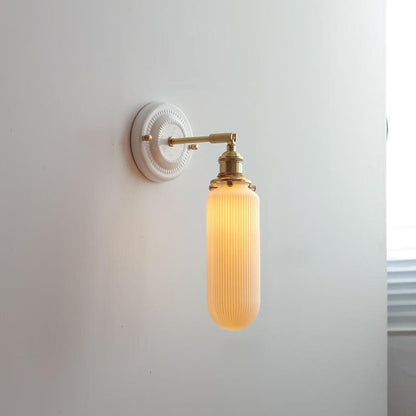 Traditional Vintage Round Ceramic Brass 1-Light Wall Sconce Lamp for Living Room