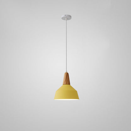 Modern Minimalist Macaron Color Aluminum Solid Wood 1-Light Pendant Light