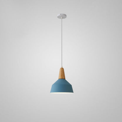 Modern Minimalist Macaron Color Aluminum Solid Wood 1-Light Pendant Light