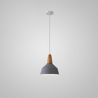 Modern Minimalist Macaron Color Aluminum Solid Wood 1-Light Pendant Light
