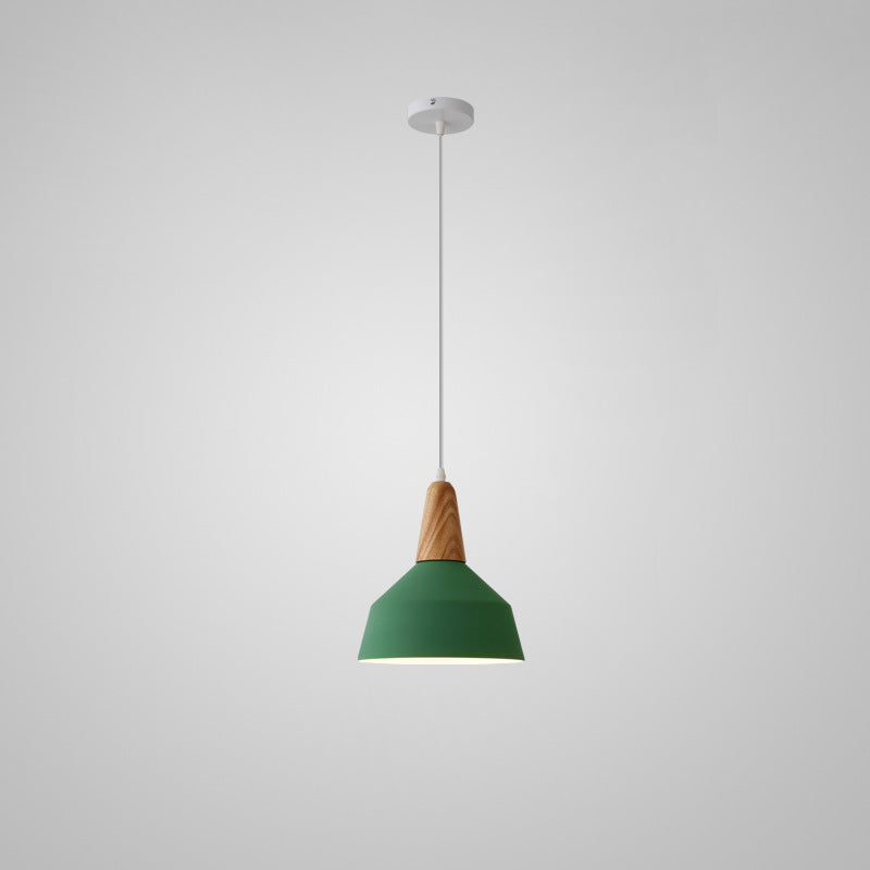 Modern Minimalist Macaron Color Aluminum Solid Wood 1-Light Pendant Light