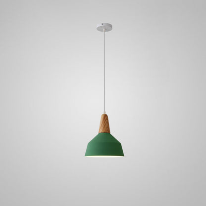 Modern Minimalist Macaron Color Aluminum Solid Wood 1-Light Pendant Light