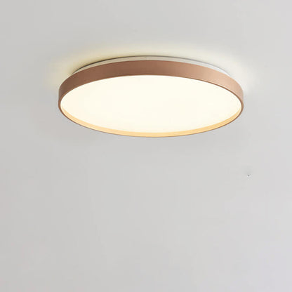 Modern Minimalist Round Solid Color Acrylic Iron LED Flush Mount Ceiling Light For Living Room & Bedroom