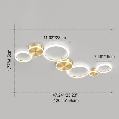Modern Luxury Golden Circle Acrylic LED Flush Mount Ceiling Light For Living Room