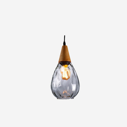 Modern Minimalist Round Water Ripple Wood Glass 1-Light Pendant Light For Bedroom