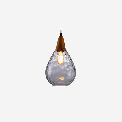 Modern Minimalist Round Water Ripple Wood Glass 1-Light Pendant Light For Bedroom
