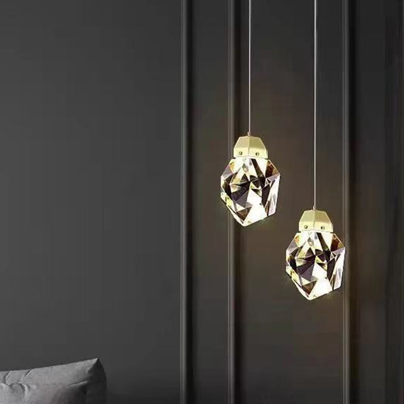 Modern Stone Shape 1-Light Crystal LED Pendant Light