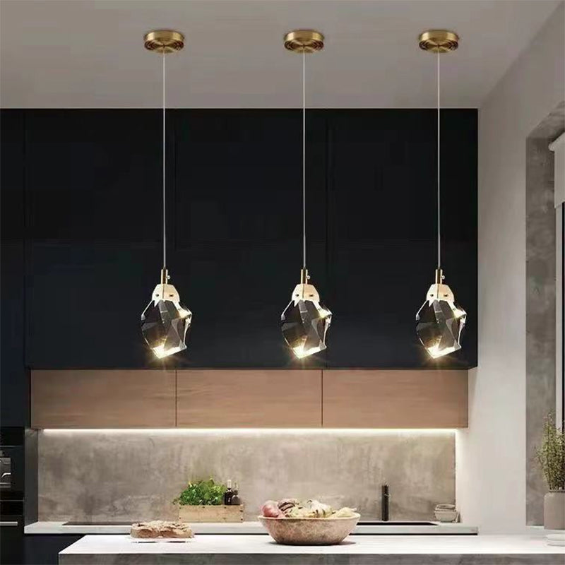 Modern Stone Shape 1-Light Crystal LED Pendant Light