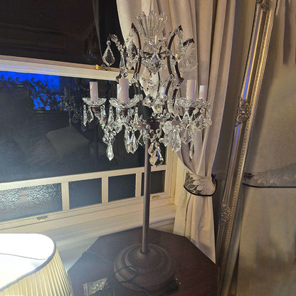 Traditional Vintage Crystal Candelabra Rust 6-Light Table Lamp For Living Room