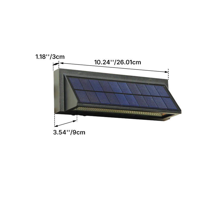 Modern Minimalist Solar Waterproof Aluminum Glass Rectangular Slant LED Patio Wall Sconce Lamp For Outdoor