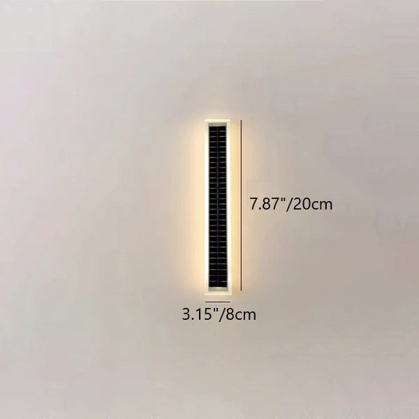 Modern Minimalist Aluminum Acrylic Outdoor Solar Rectangular Strip Waterproof Patio LED Wall Sconce Lamp for Outdoor Patio