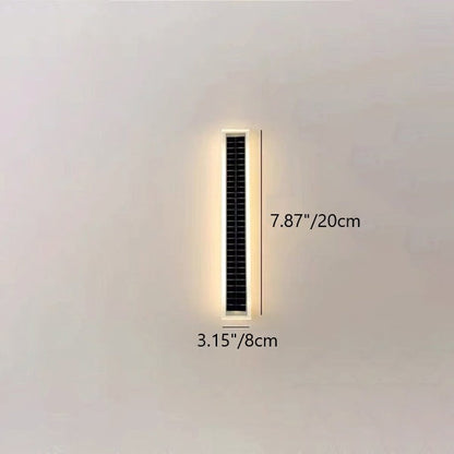 Modern Minimalist Aluminum Acrylic Outdoor Solar Rectangular Strip Waterproof Patio LED Wall Sconce Lamp for Outdoor Patio